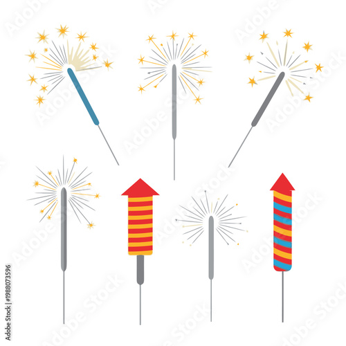 Sparklers and Fireworks Collection: Festive Celebration Elements