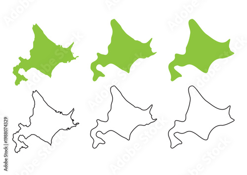 3段階のデフォルメレベルでサッと使える北海道のイラストセット

