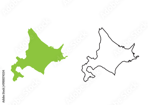 北海道の塗りと線のイラストセット