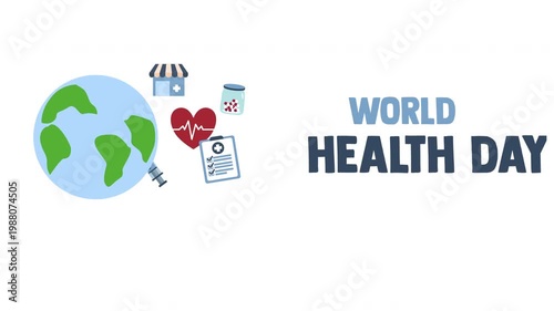 World health day motion video 4k. Animation of celebrating world health day