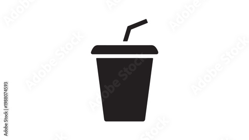 Disposable drink cup silhouette icon minimalist black beverage illustration