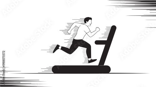 Treadmill Running Vector for Fitness Exercise and Cardiovascular Gym Workout Concepts