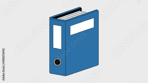 Blue binder with white labels and ring  office supply for organizing documents