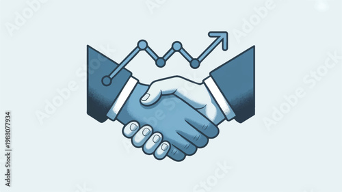 Business partnership handshake with growing graph
