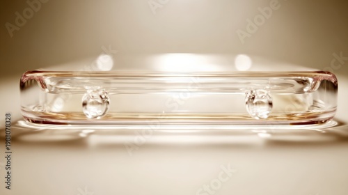 Elegant transparent object showcasing minimalist design and subtle lighting effects
