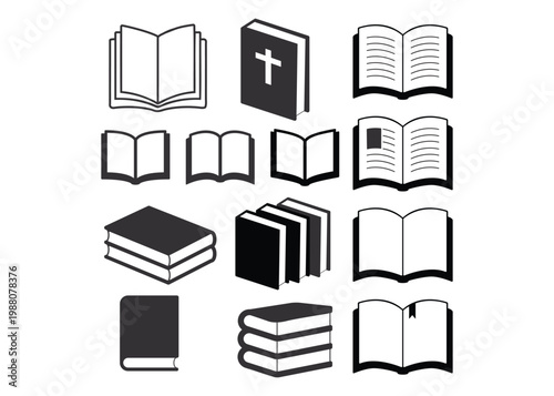 Open Book Icon Set – Education, Learning, Study & Reading Vector Collection