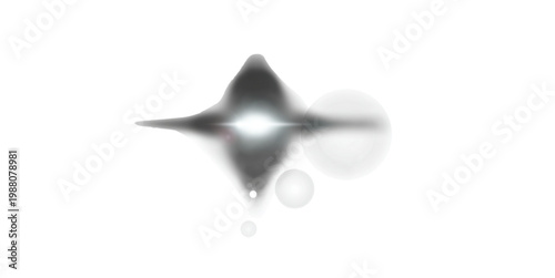 Monochrome lens flare burst with bokeh circles for sci fi poster and tech banner  