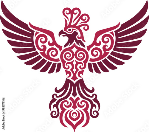 Ornate Phoenix Tribal Vector Design