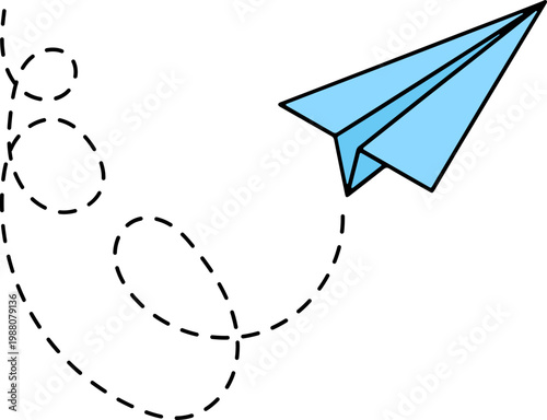 Blue Paper Airplane Flying Icon
