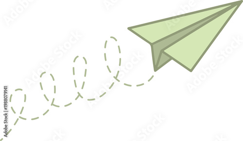 Green Paper Airplane Flying Icon