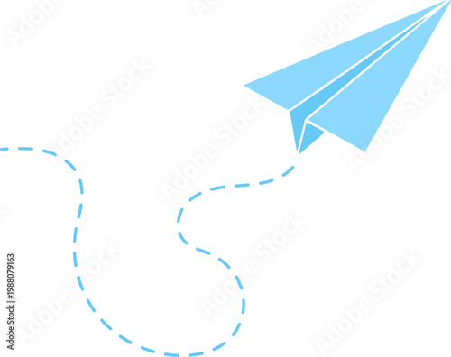 Blue Paper Airplane Flight Path