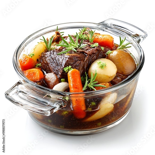 Pot roast in transparent isolated on with white background