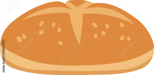 Fresh Baked Round Bread Loaf Illustration