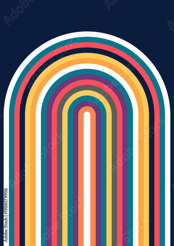 Modern wall art with a colourful rainbow design 