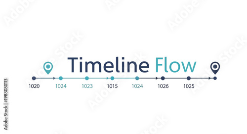 Minimalist infographic displaying a horizontal timeline flow with various numerical markers