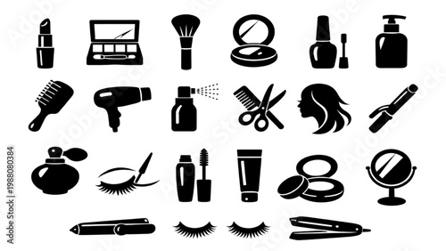 Φωτογραφία Essential Beauty Collection: A stylish assemblage of beauty essentials, meticulously arranged to showcase a comprehensive array of cosmetic tools