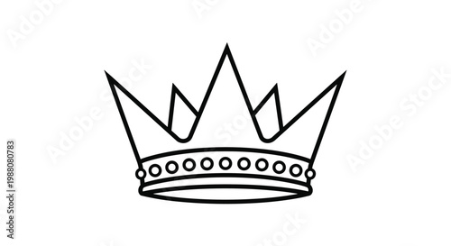 Royal crown icon depicted with sharp points and circular jewels is rendered in a minimalist black line art style on a white background.