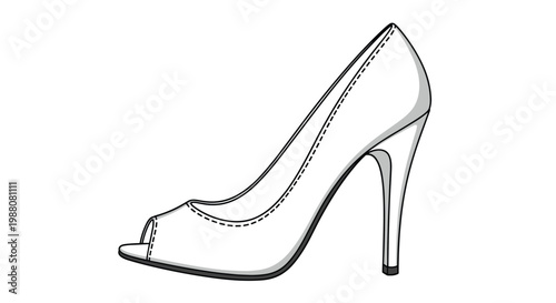 Elegant white peep toe stiletto high heel shoe is shown from the side, perfect for bridal wear, formal occasions, and fashion events.