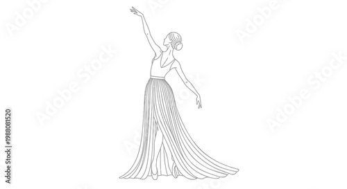 Elegant woman dancing, ballerina illustration, vector dancer, artistic performance