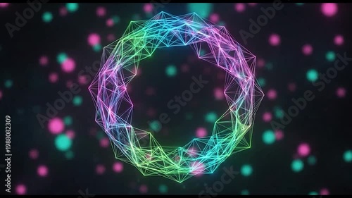 Colorful Neon Light Circle Background.