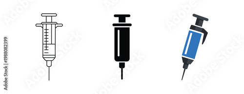 Syringe Medical Injection Vector Icon Set
