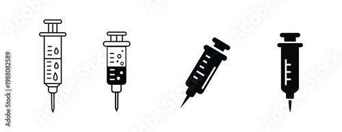  Syringe Injection Healthcare Vector Icon Set