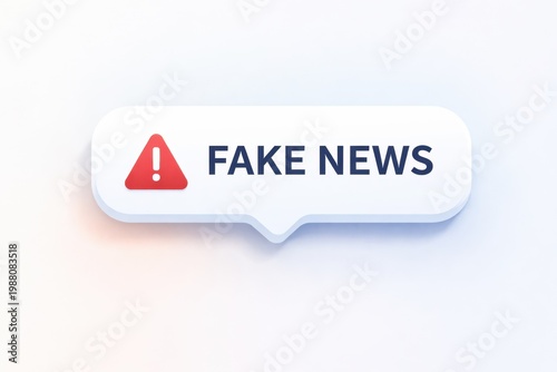 Alert notification for fake news with an exclamation mark inside a red triangle