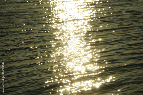Tablou pe pânză Sparkling golden sunlight reflections on the water surface