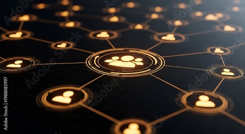 network connection concept with paw print and people icons