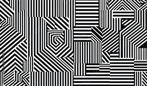 Abstract Black and White Geometric Pattern with Optical Illusion Effect