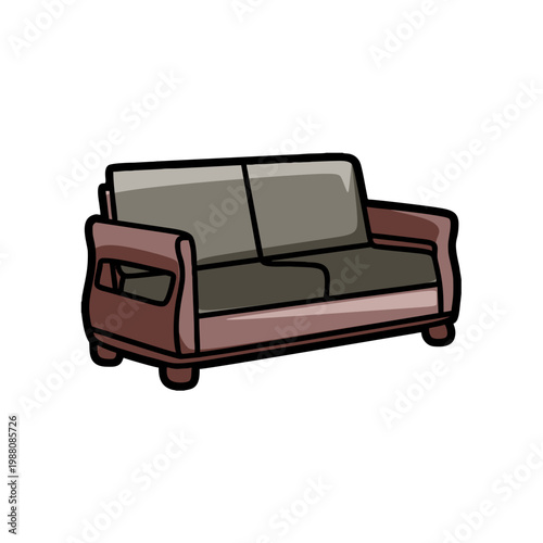 simple vector of a colored living room sofa with a wooden backrest