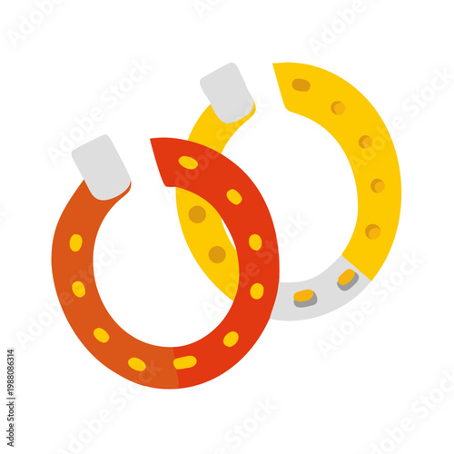 Isolated vector illustration of a golden metal horseshoe as a lucky charm talisman and western symbol for good fortune and success