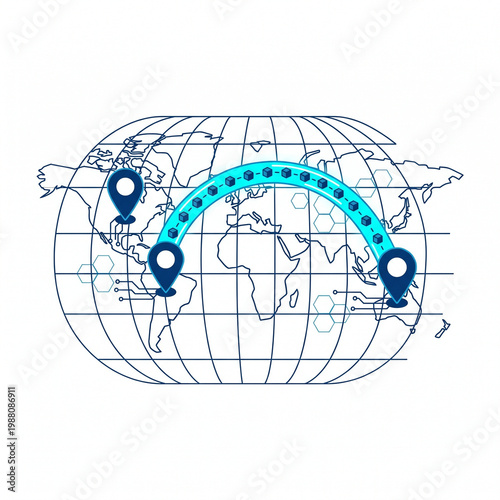 VPN Private Network Secure Tunnel Global Map Vector Illustration