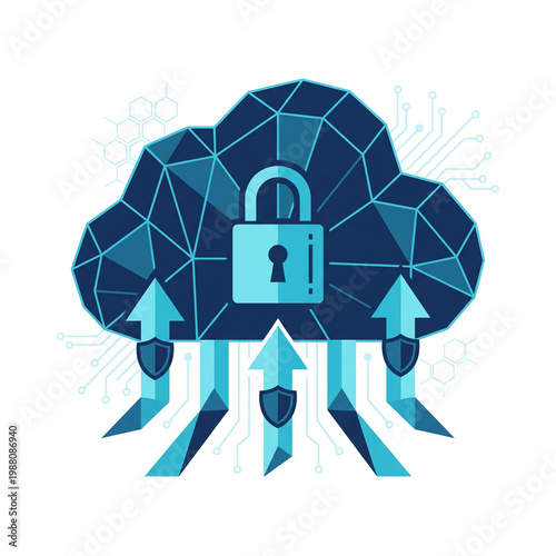 Secure Encrypted Cloud Backup Storage Digital Security Vector