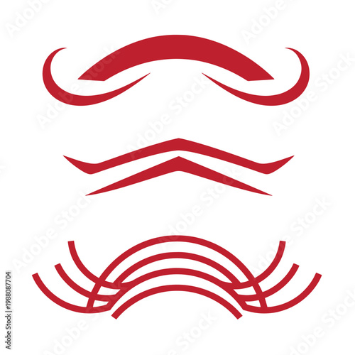 Red mustache and eyebrow on white background, facial hair eyebrows
