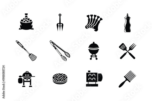Minimalist Barbecue & Grilling Vector Icon Collection
