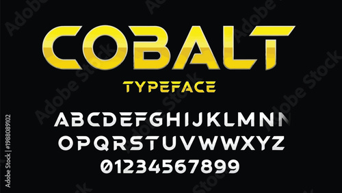Retro pixelated cobalt typeface showcasing uppercase and lowercase letters along with numbers Vector