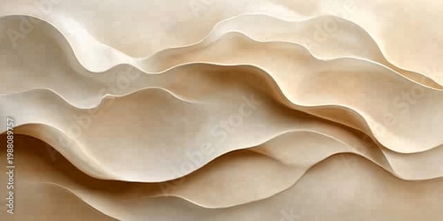 Elegant White Creamy Beige Paper Waves Texture Background for Artistic Surface Designs and Templates