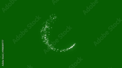 Sparkling stars light animation and particles on green background, sparkle abstract glow shimmer, magic trail sparkling glitter star dust, shimmering particle twinkle effect, sparkle line burst. 4k