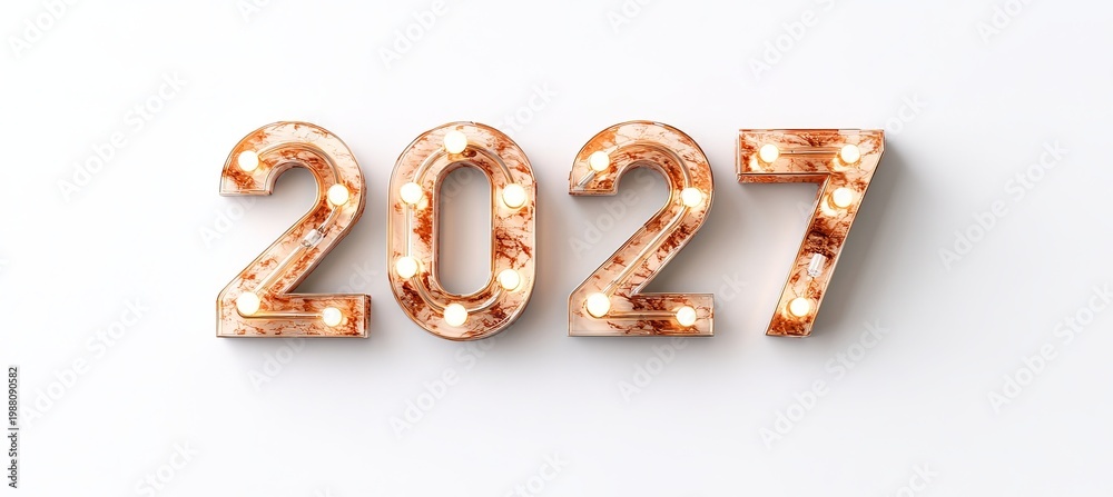 Naklejka premium Elegant Countdown to 2027 with Shiny Metallic Vintage Elements and Modern Isolated Numerals
