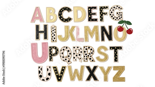 Colorful and playful alphabet letters with decorative elements Vector