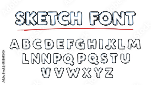 Creative sketch-style font showcasing uppercase alphabet letters for artistic projects Vector