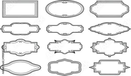 Ornate Blank Labels and Badges Collection, Vintage Decorative Elements