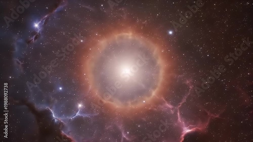 Bright cosmic energy burst with tendrils in a nebula