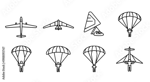 Glider Angles Vector – Multi View Paragliding Set