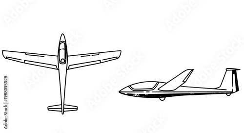 Glider Perspective Vector – Top & Side View Set
