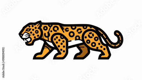 Stylized aggressive leopard illustration design.