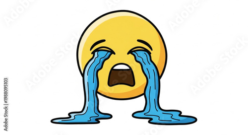 Crying Face Emoji Illustration.