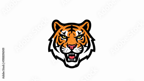 Aggressive tiger head mascot logo illustration.