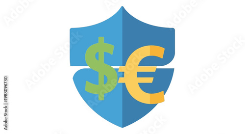 Shield Protecting Dollar and Euro Symbols.